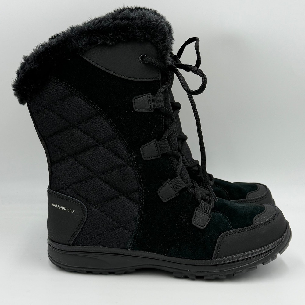 NWB Columbia Ice Maiden II Waterproof Winter Boots Black Womens Sz 6.5 Leather